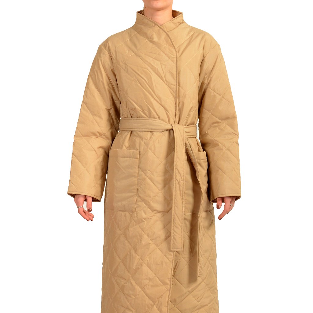Hugo Boss Women's "Palotta" Beige Belted Insulated Coat Us 8 It 44